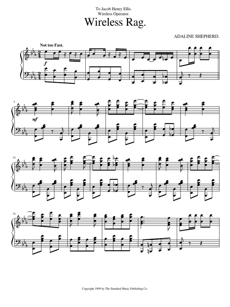Adaline Shepherd - Wireless Rag 1909 - Piano | PDF | Ragtime