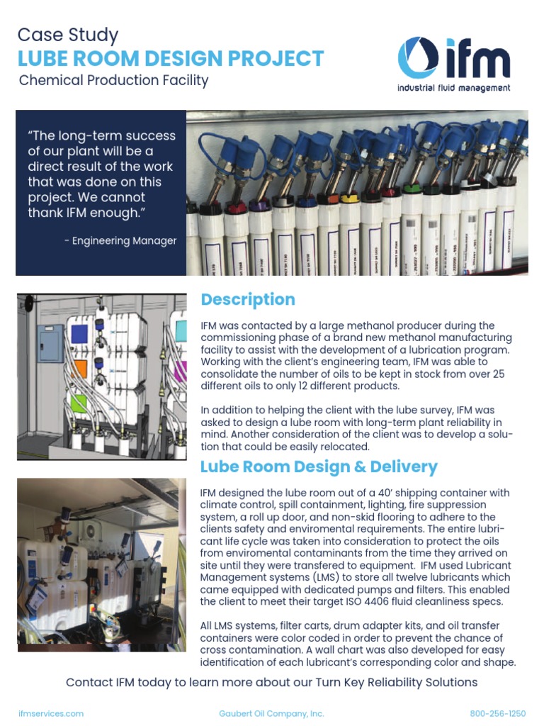 Lube Room Design Project Case Study PDF