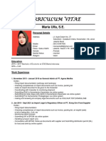 Curriculum Vitae: Maria Ulfa, S.E