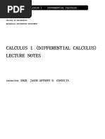 Calculus 1 (Differential Calculus) Lecture Notes: Engr. Jason Anthony B. Consulta