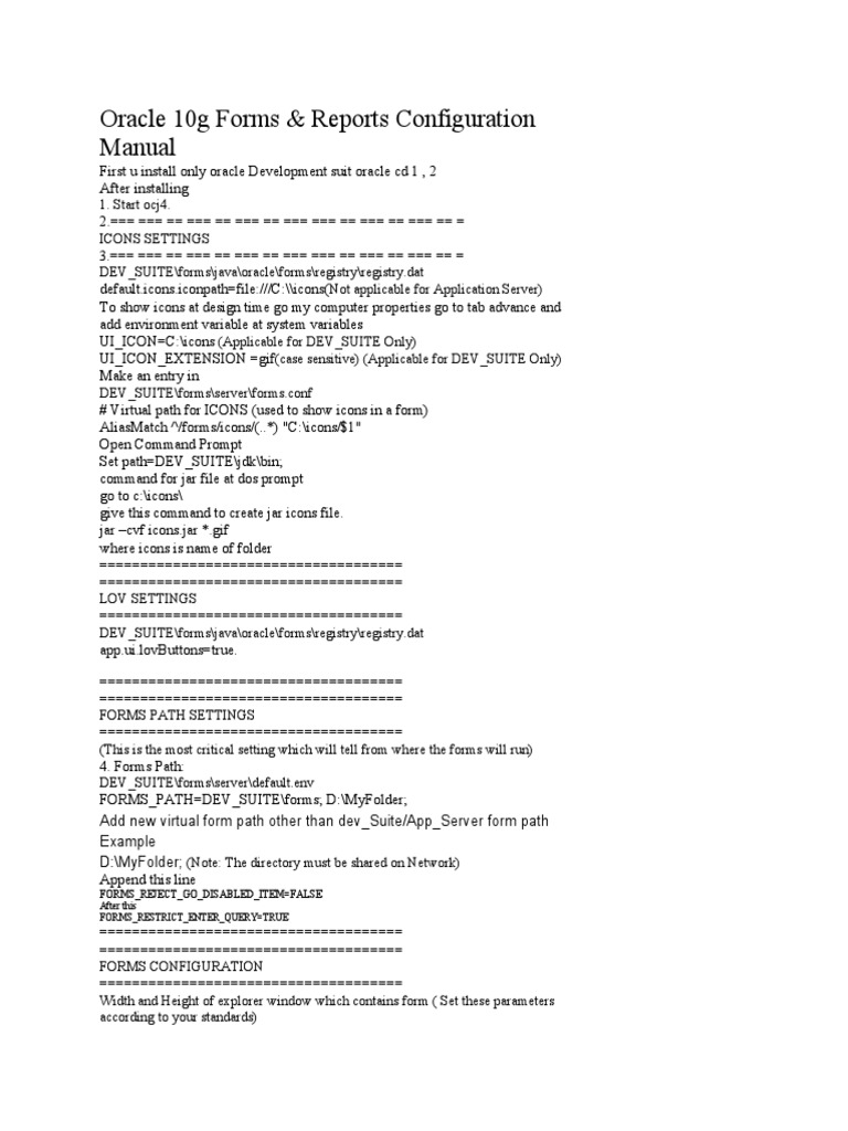 Oracle 10g Forms Configuration Guide | PDF | Parameter (Computer ...