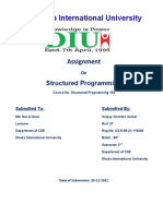 Dhaka International University Assignment on Structured Programming