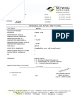 Microbiology Report and PH Level: Test Name Result