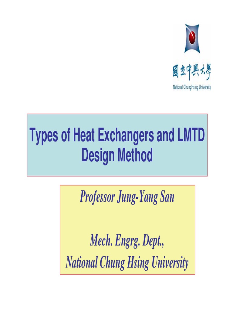 Types of Heat Exchangers and LMTD Design Method PDF Heat Exchanger