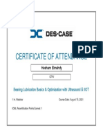 Certificate of Attendance: B Earing Lubrication Basics & Optimization With Ultrasound Iiot