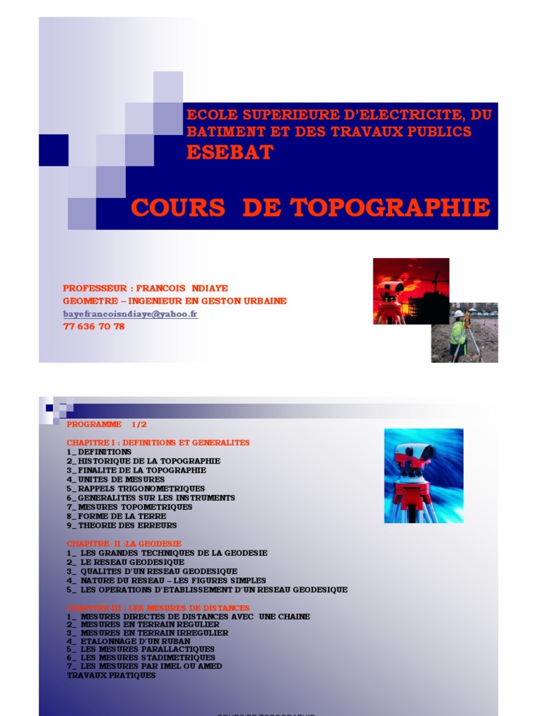 Cours Complet de Topographie PDF | PDF | Topographie | Mètre