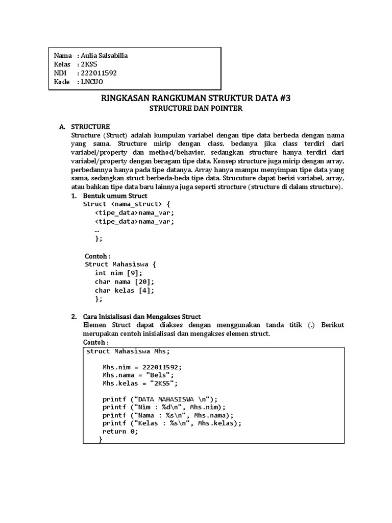 Ringkasan Struktur Data dan Pointer | PDF | Komputer