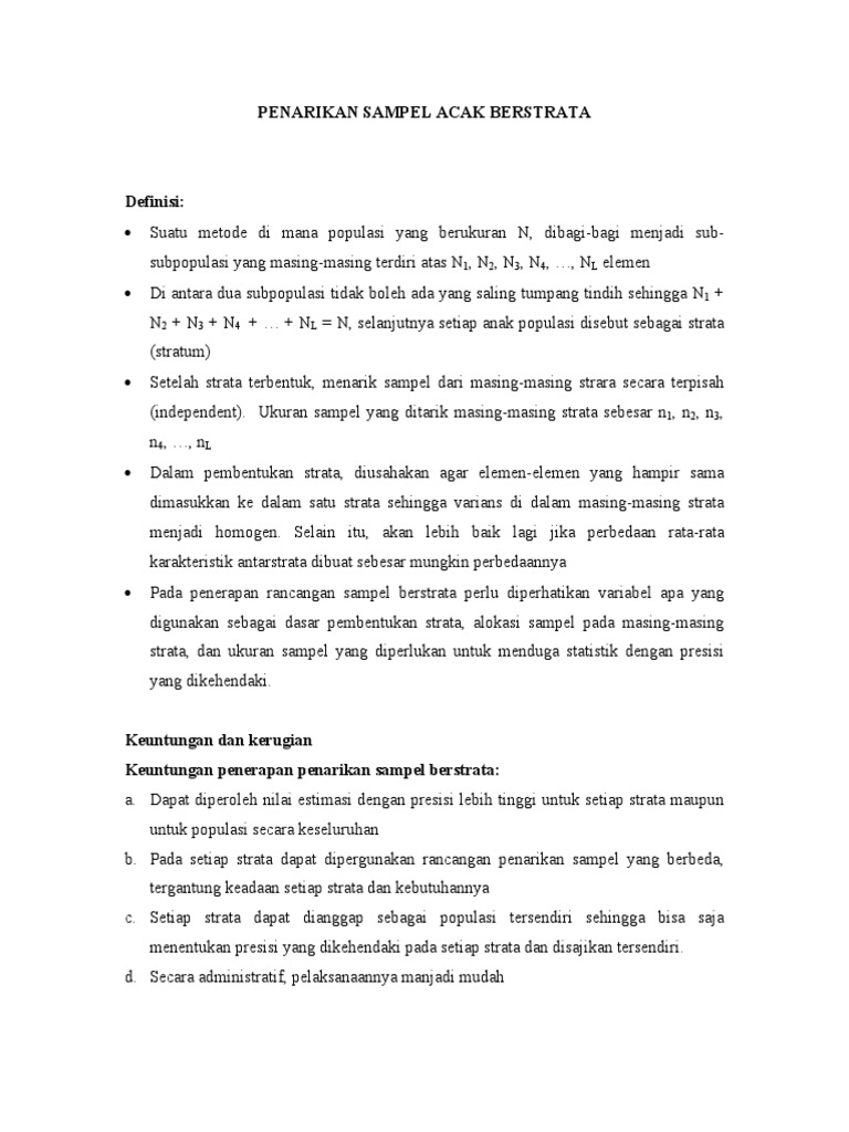 Sampel Acak Berstrata | PDF | Metode & Bahan Ajar
