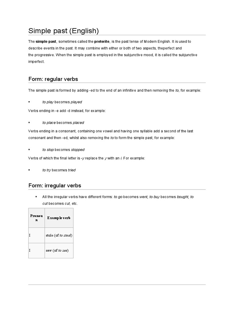 Simple Past | PDF