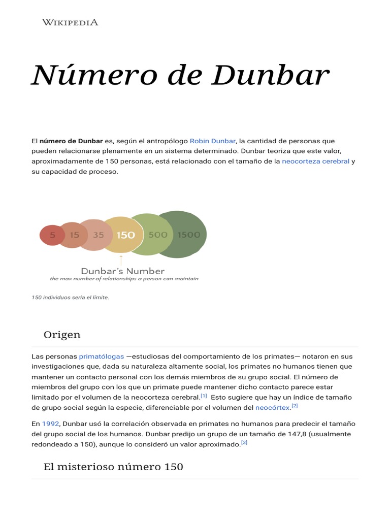 Número de Dunbar | PDF | Psicología Social