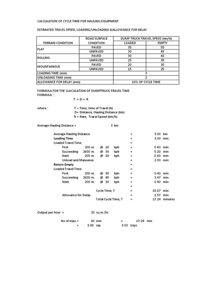 Calculation of Time Motion Analysis | PDF | Speed | Transport
