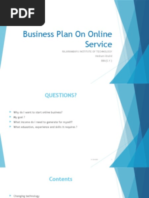 BUSINESS PLAN ON ONLINE SERVICE up