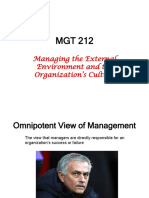 MGT 212 - Chapter 3 - Managing The External Environment and Organization's Culture