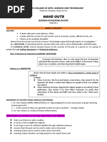 Readings in Philippine History - Chapter 1 HAND OUTS