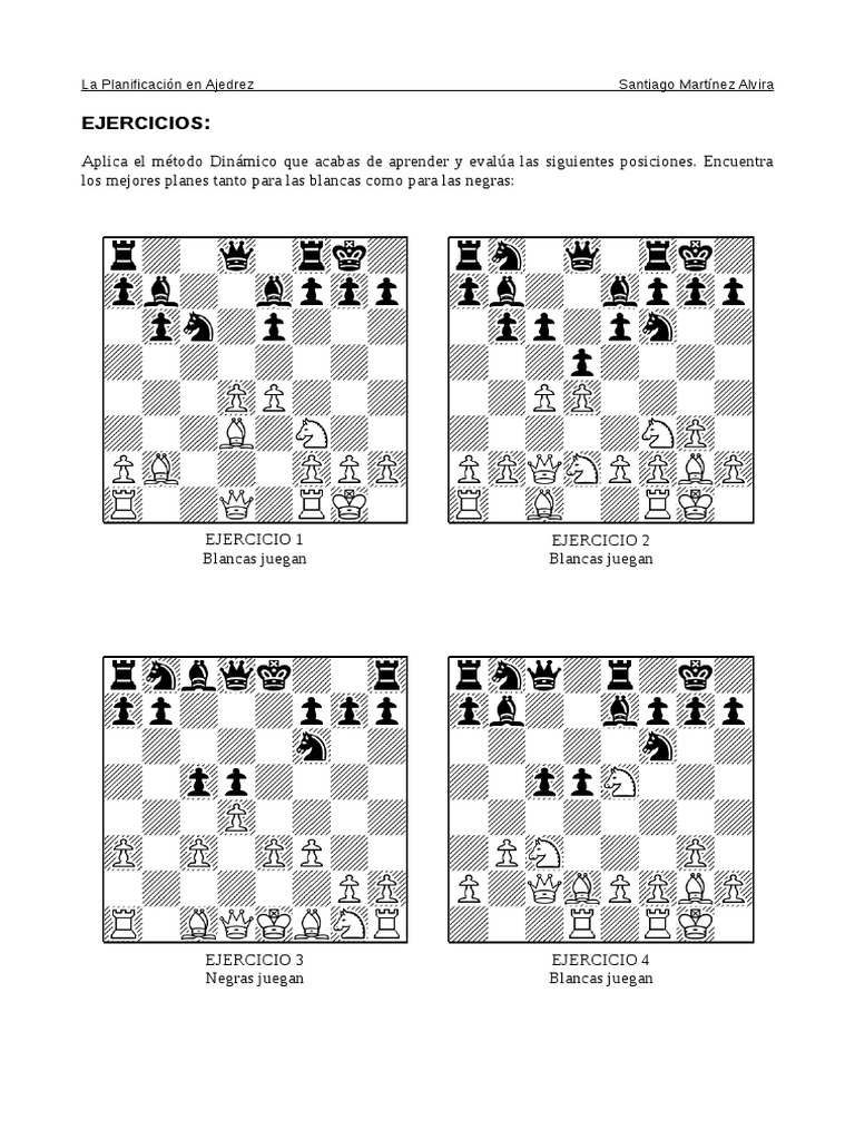 Ejercicios de Planificación en Ajedrez | PDF | Ajedrez | Juegos de mesa