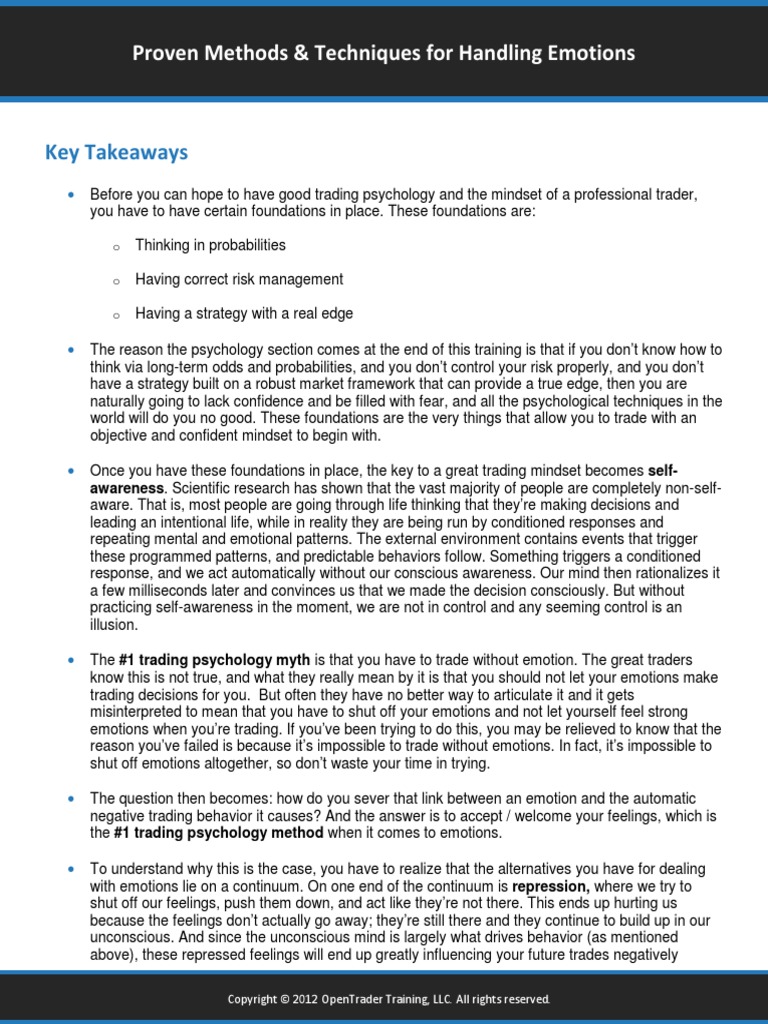Proven Methods Techniques For Handling Emotions - Key Takeaways | PDF ...