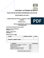 Práctica 6 . - Óptica Geométrica Parte III y Polarización