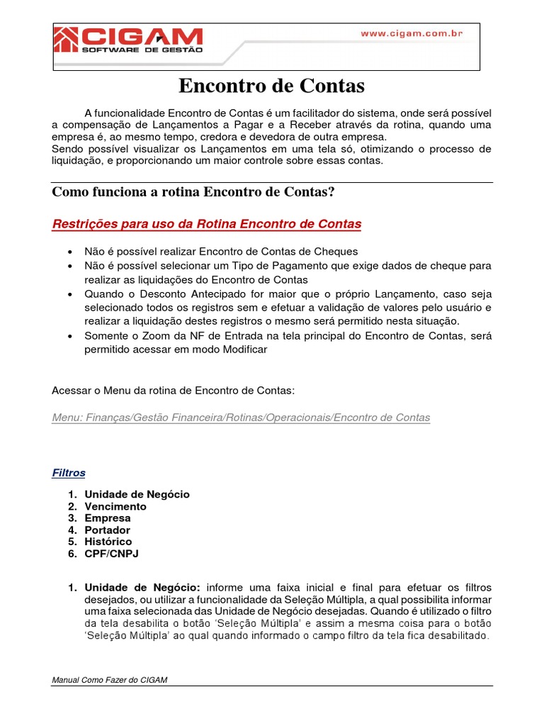 Como Fazer - Encontro de Contas | PDF | Cheque (banco) | Juros