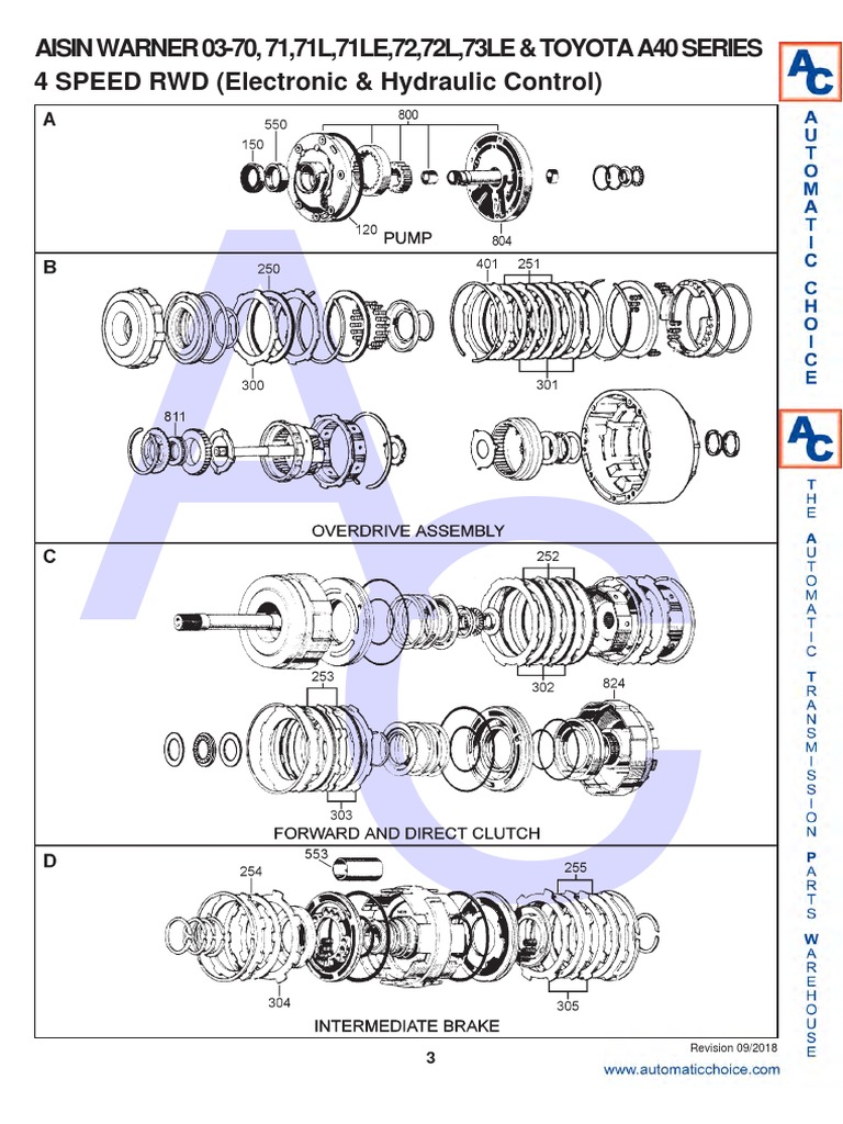 Aisin Warner 03-70, 71,71L,71LE,72,72L,73LE & Toyota A40 Series 4 Speed
