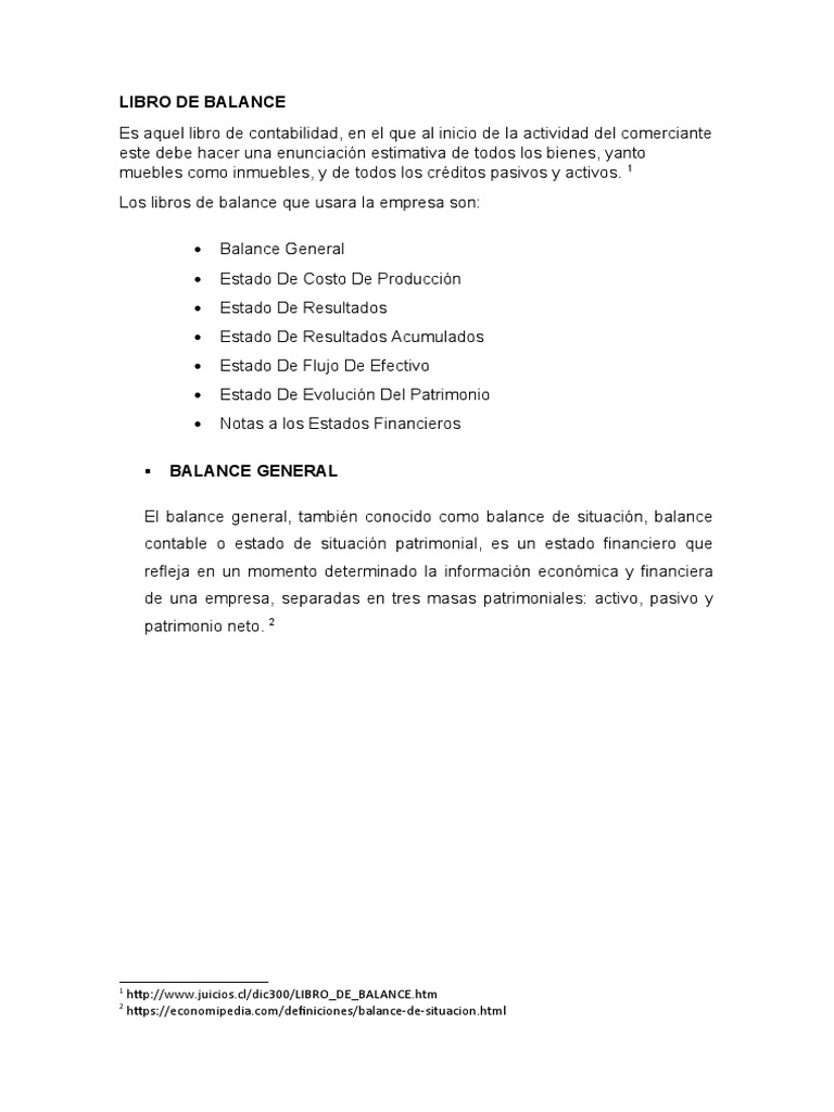 Libro de Balance | PDF | Hoja de balance | Contabilidad