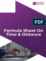 Formula Sheet On Time & Distance