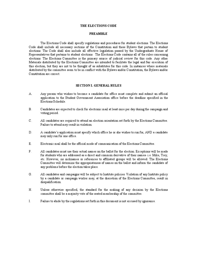 Student Elections Code Overview | PDF | Elections | Voting