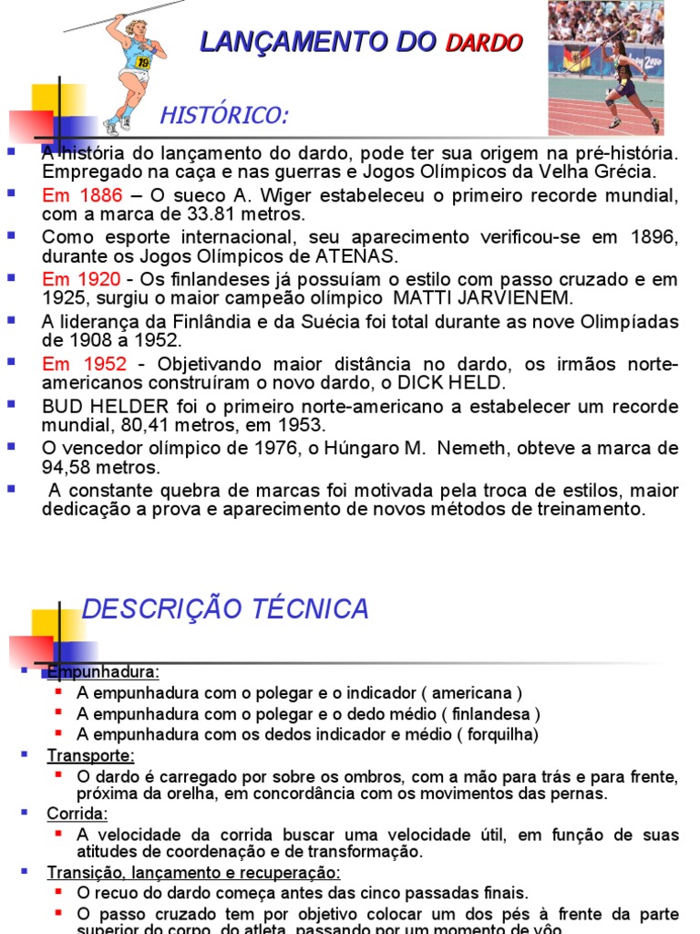 Aula de Lançamento Do Dardo | PDF | Atletismo (esporte)