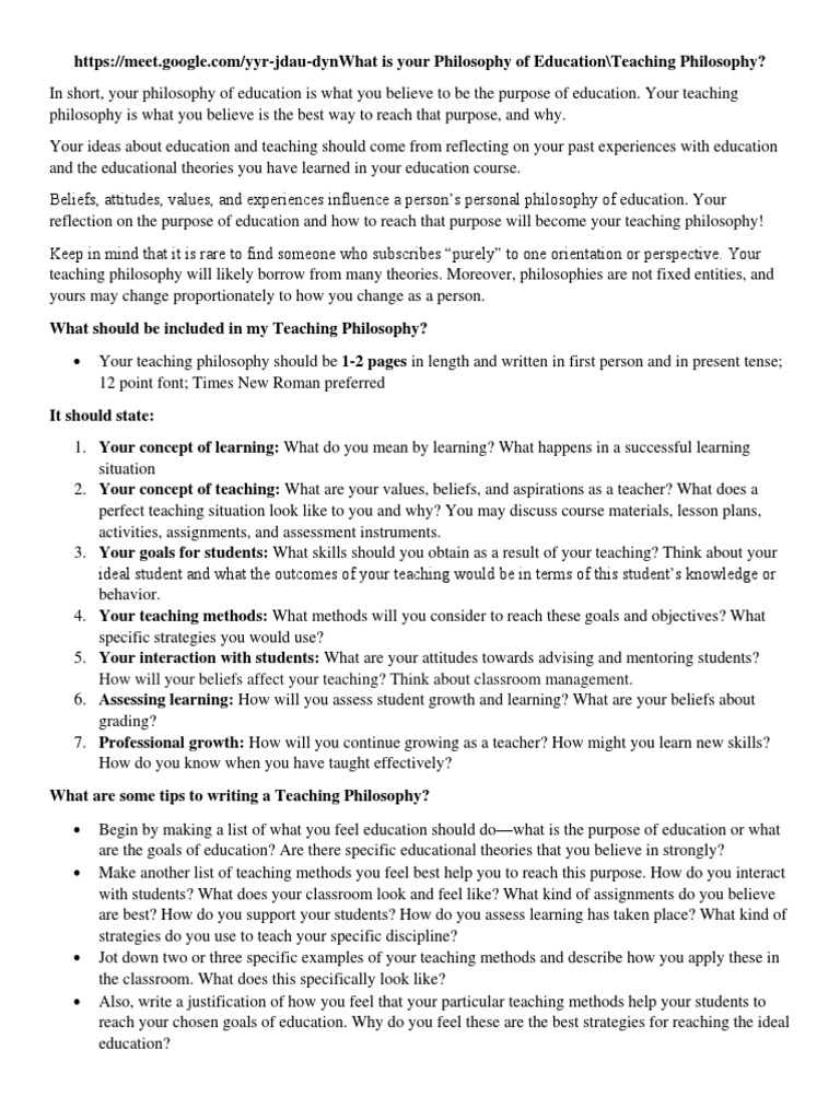 Crafting Your Teaching Philosophy Guide | PDF | Teaching Method ...