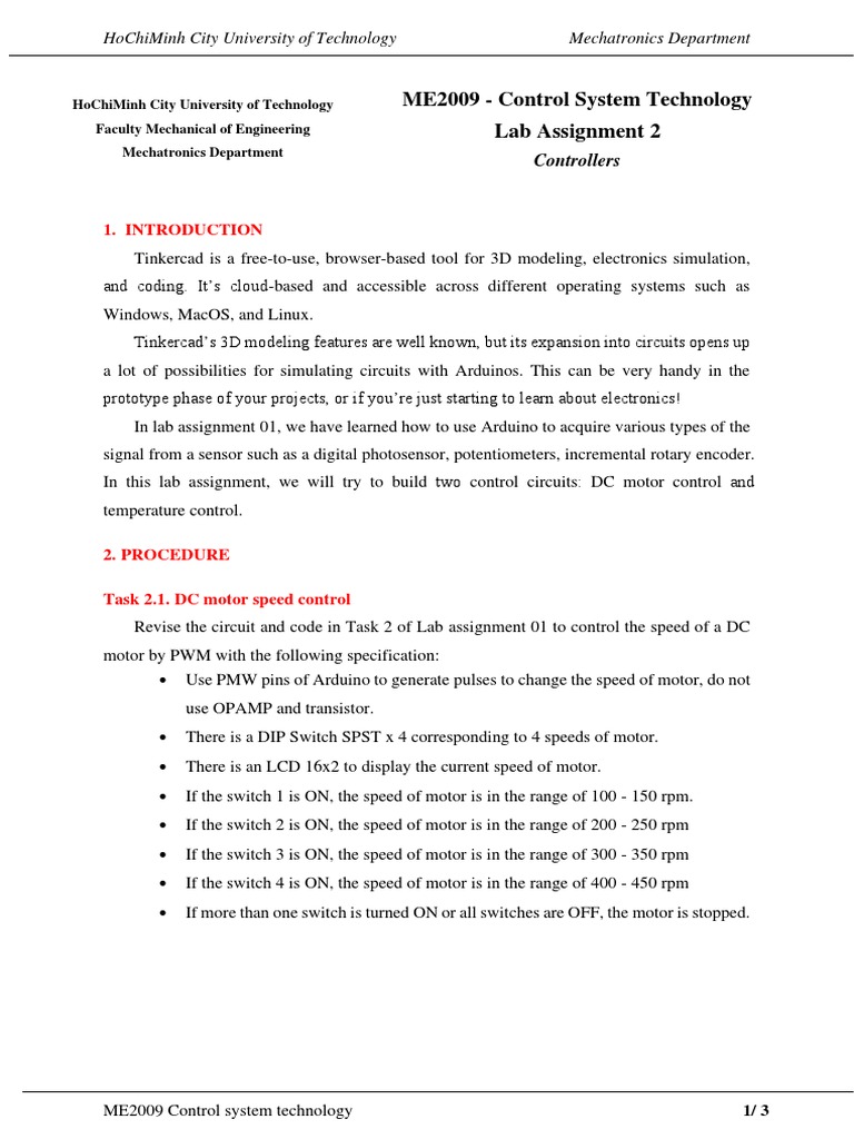 Me2009 - Control System Technology Lab Assignment 2: Hochiminh City ...
