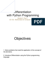 Differentiation With Python Programming: Module 3-Part 2 CS 132 - Mathematics For Computer Science