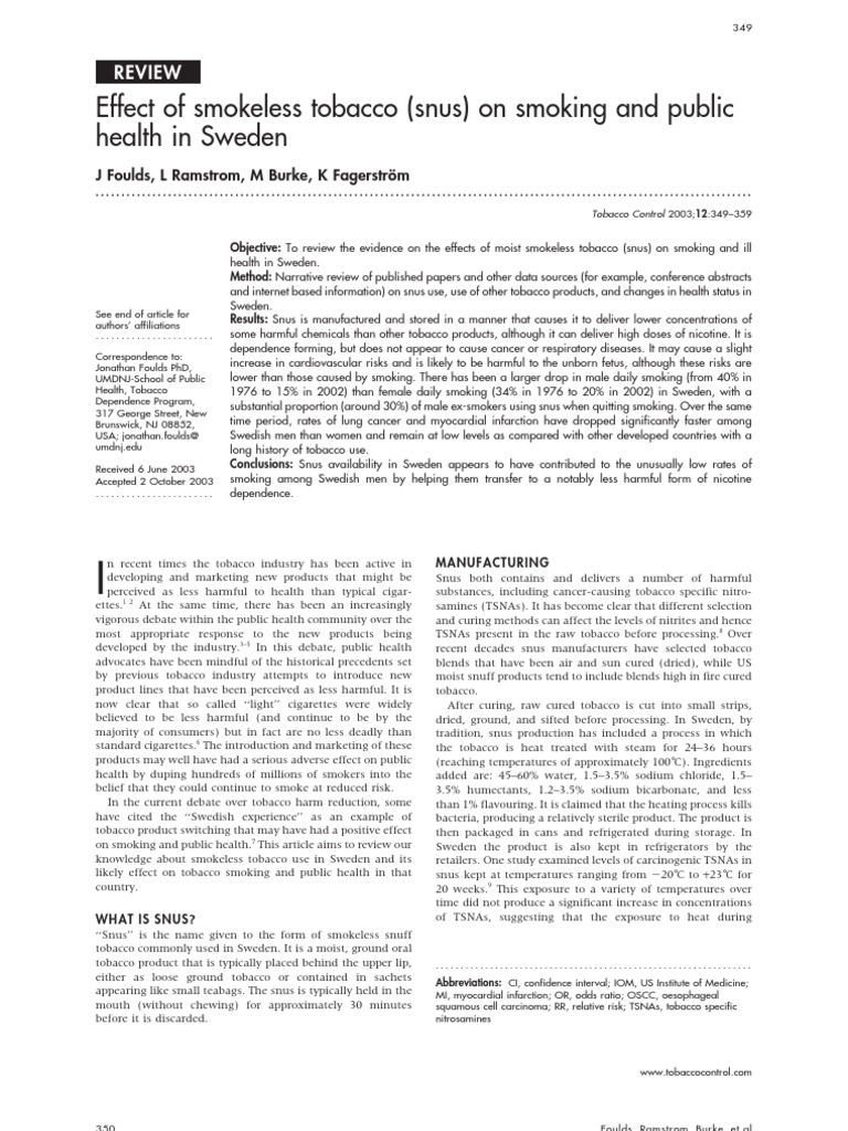 Impact of Snus on Smoking in Sweden | PDF | Tobacco Smoking | Addiction