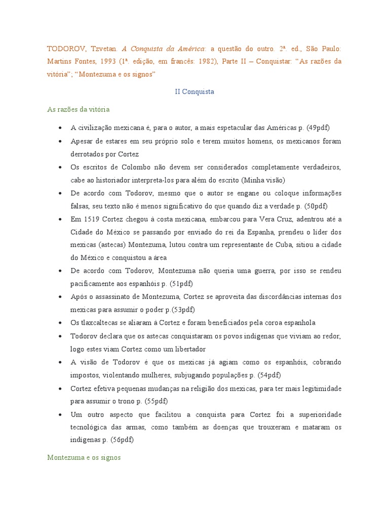 TODOROV, Tzvetan. A Conquista Da América,