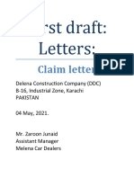 First Draft: Letters:: Claim Letter