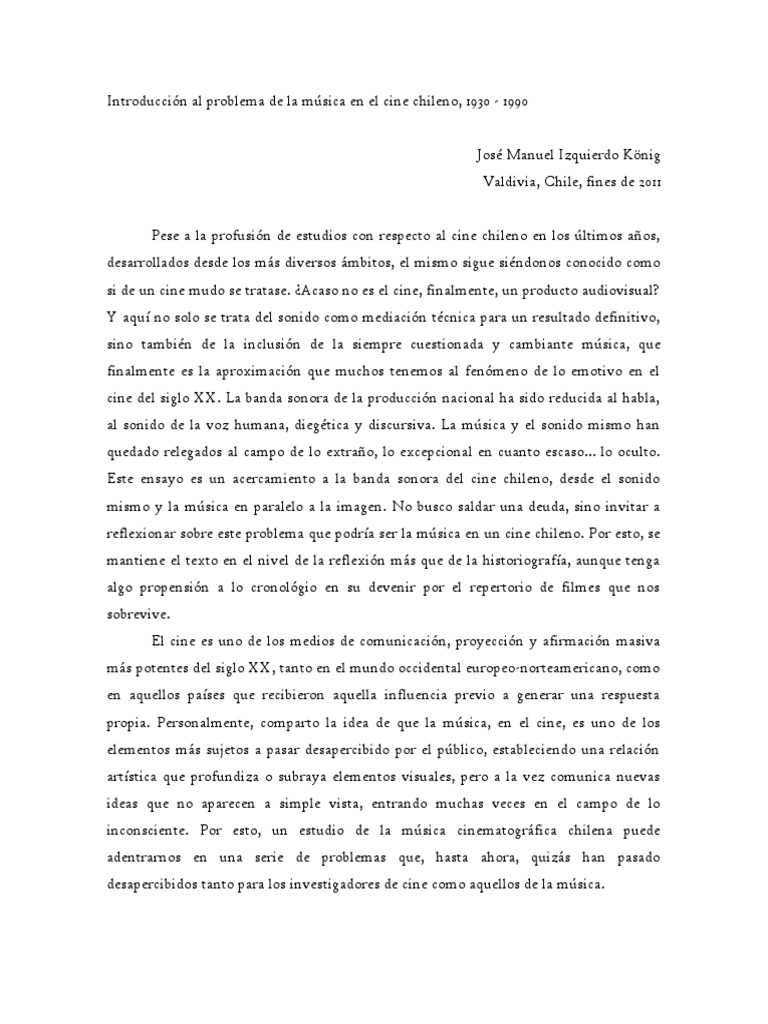 Introduccion Al Problema De La Musica En PDF Chile Pel cula Muda