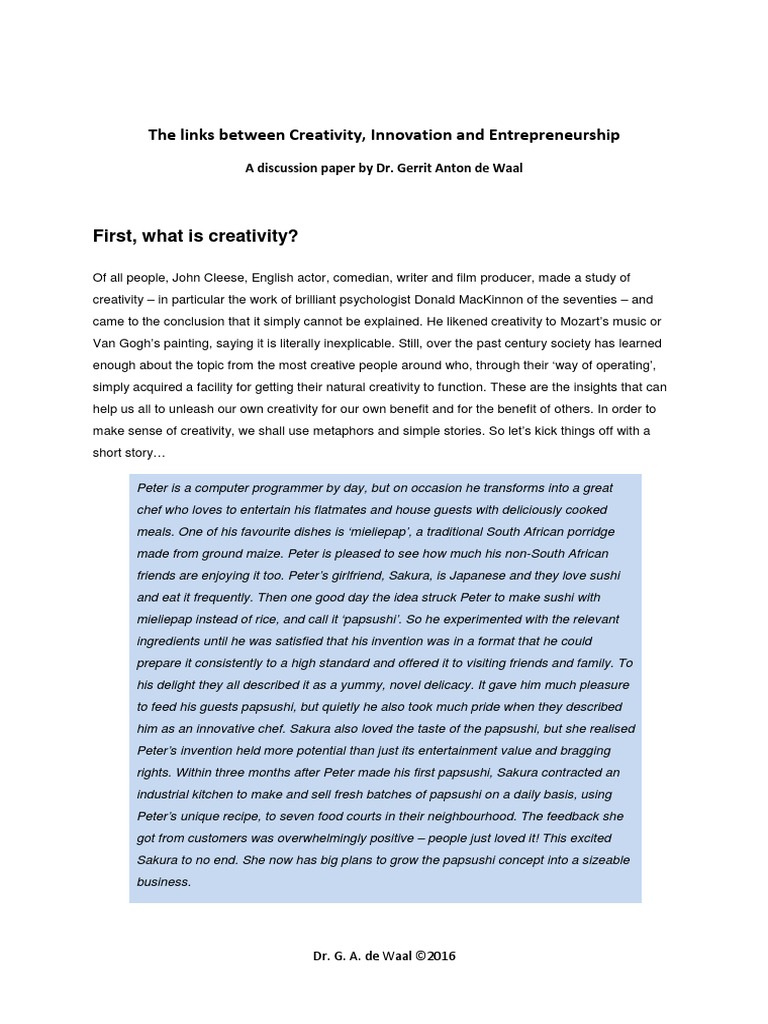 The Links Between Creativity Innovation and Entrepreneurship | PDF ...