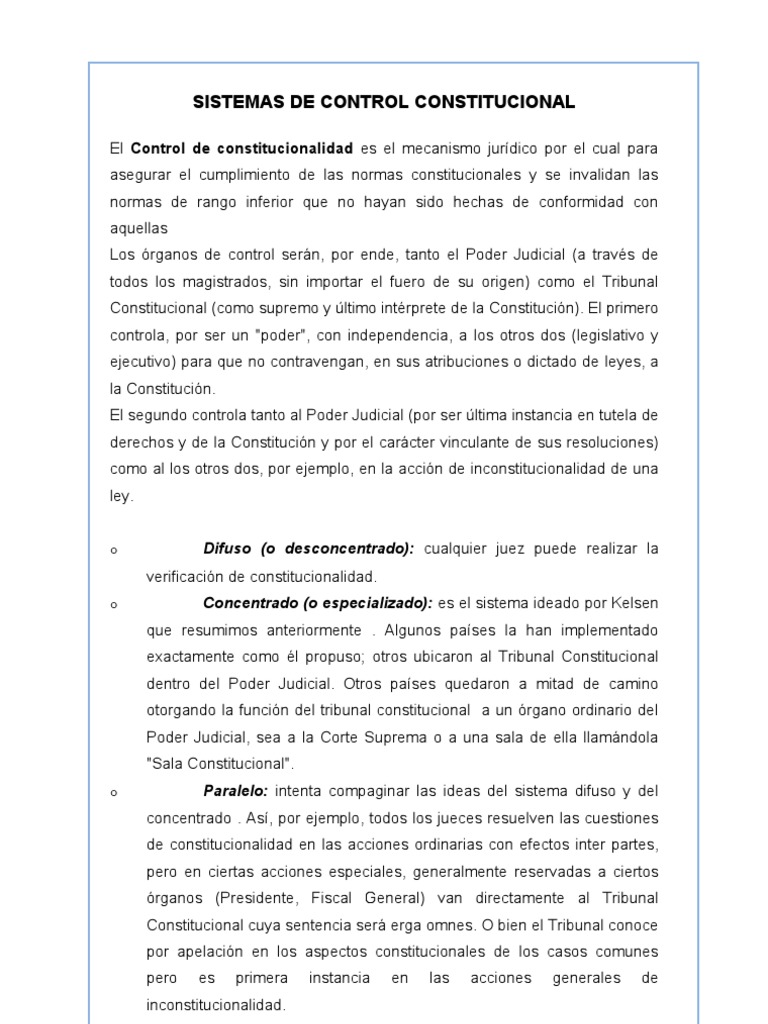 Sistemas de Control Constitucional | PDF
