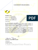 CLUB DEPORTIVO PRAXIS Carta Solicitud de Permiso.