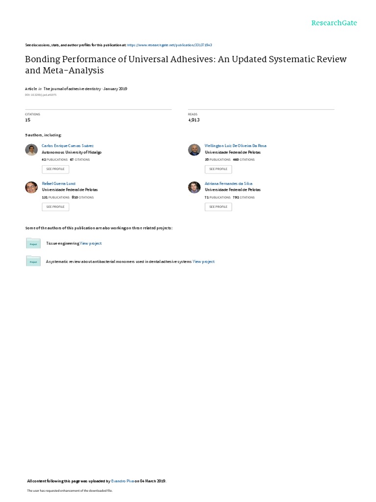 Bonding Performance of Universal Adhesives 2019 PDF Systematic