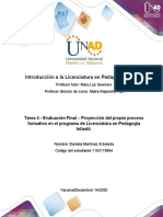 Proyección matrícula Licenciatura Pedagogía Infantil