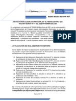 Boletín Técnico N 01 Juegos Intercolegiados Nacionales 2021 Mindeporte