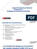 Gestion de Riesgos de Desastres en La Fase de Formulación y Evaluación de Proyectos de Inversión