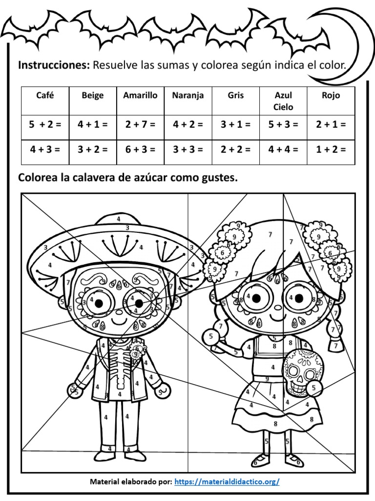 Matematicas Dia de Muertos 1 Er Grado ME | PDF | Arco iris | Diseño gráfico