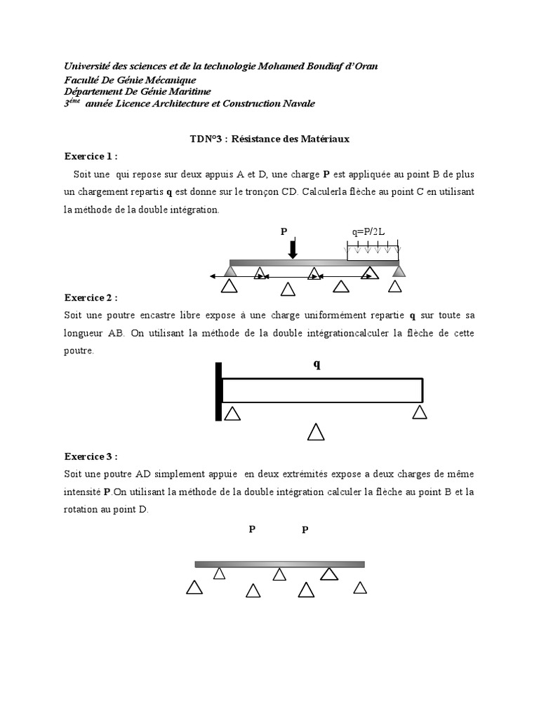 Résistance des Matériaux : Exercices RDM 1 | PDF