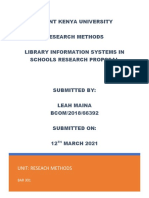 Mount Kenya University Research Methods Library Information Systems in Schools Research Proposal