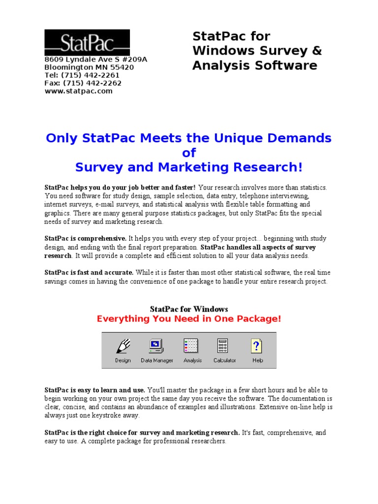 StatPac: Comprehensive Survey Software | PDF | Regression Analysis ...