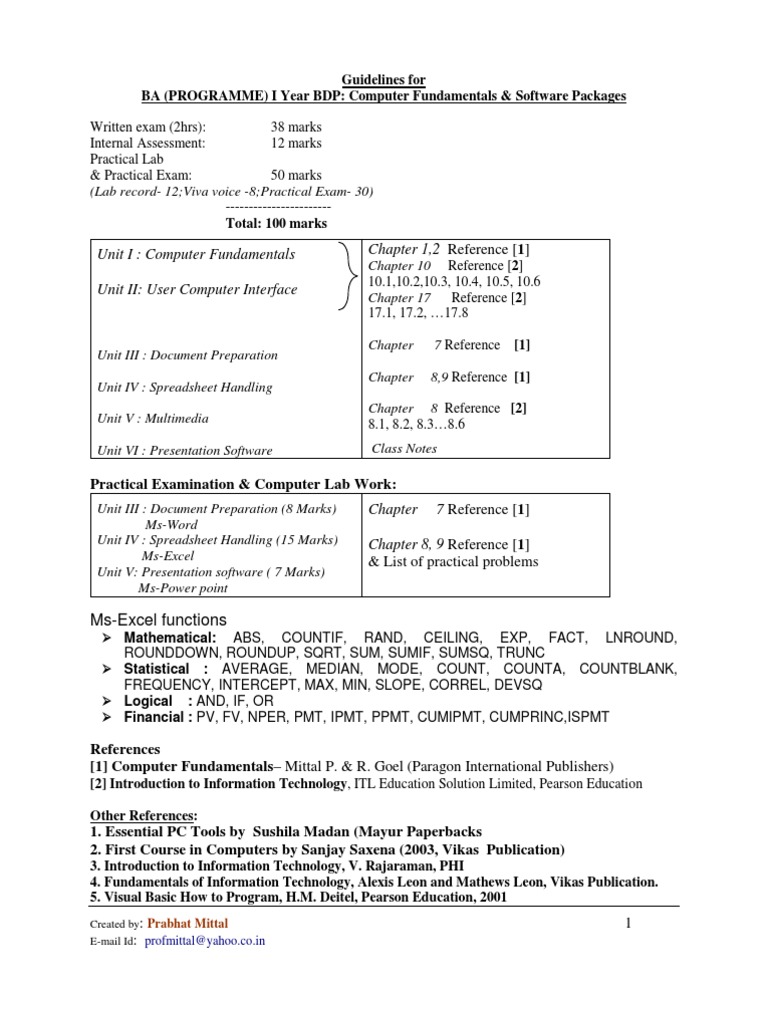 Computer Fundamentals & Software Guide | PDF | Present Value | Standard ...