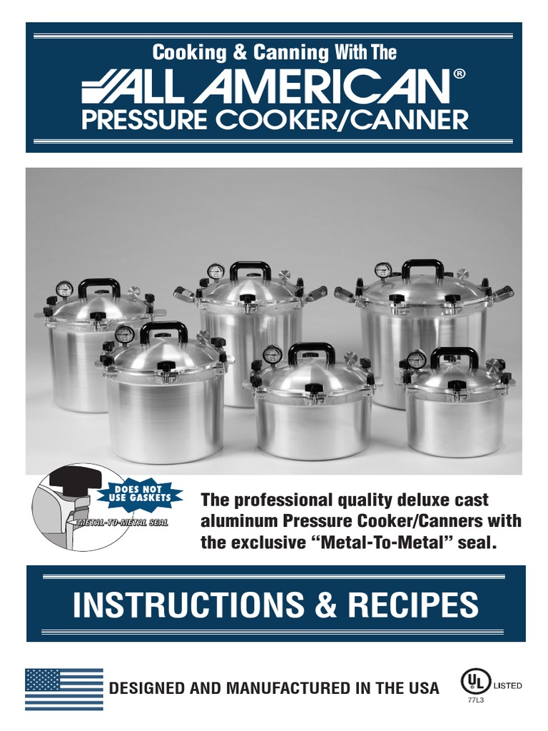 All American Pressure Cooker Canner Instructions and Recipes PDF