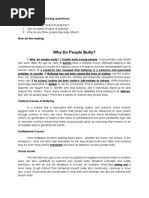 Why Do People Bully?: Think About The Following Questions
