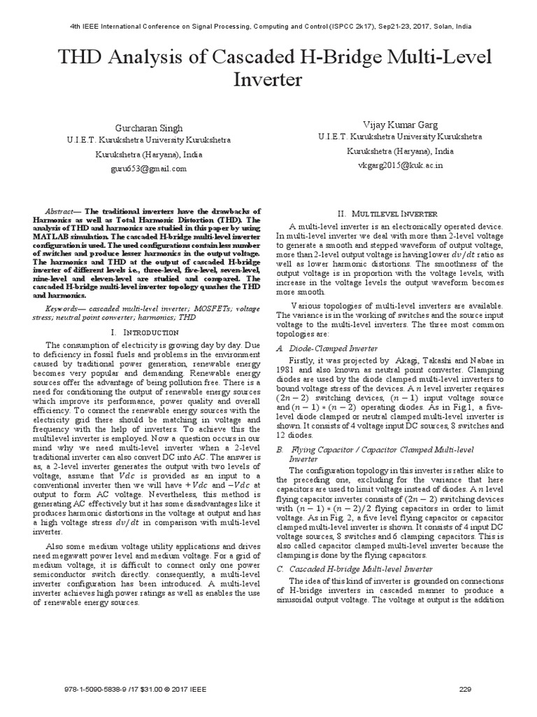 THD Analysis of Cascaded H-Bridge Inverter | PDF | Power Inverter ...