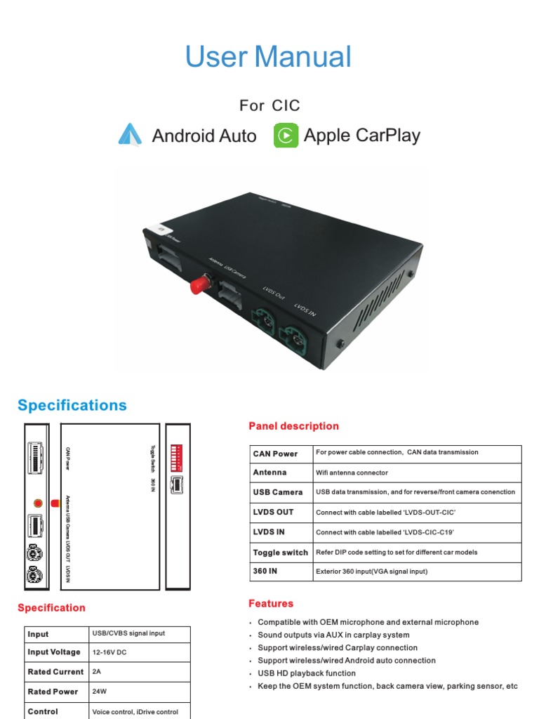 User Manual: Apple Carplay Android Auto, PDF